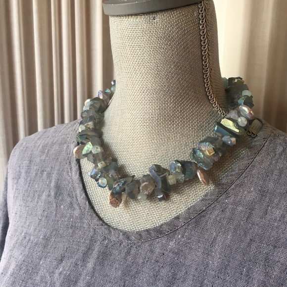 Chunky Iridescent Quartz with Coin Pearls and Crystals - Picture 1 of 3